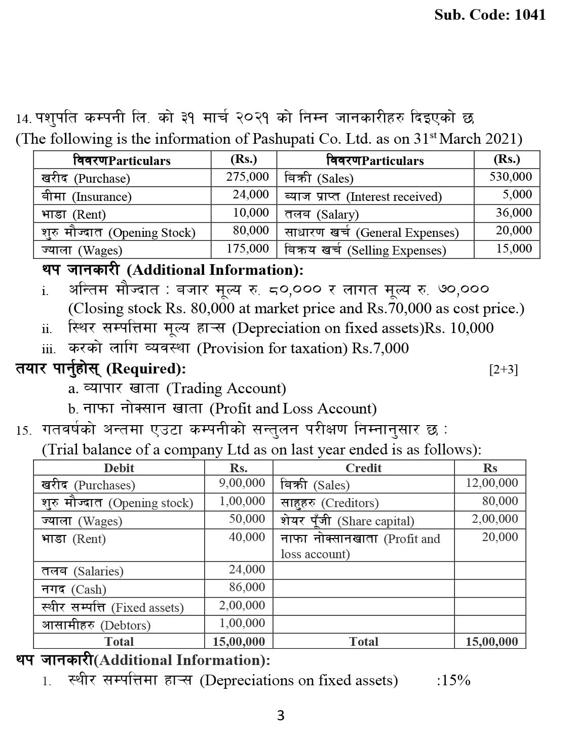Class 12 Account Model Question 2082 Set B - Page 3